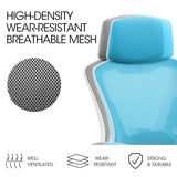 FORTIA Ergonomic Mesh Office Chair Computer Seat with Headrest Adjustable Recline White/Grey - Side View