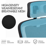 FORTIA Ergonomic Office Desk Chair Lumbar Support Mesh Fabric Adjustable Headrest Retractable Armrests Black - Top-Down View