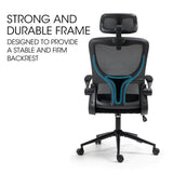 FORTIA Ergonomic Office Desk Chair Lumbar Support Mesh Fabric Adjustable Headrest Retractable Armrests Black - Low Angle
