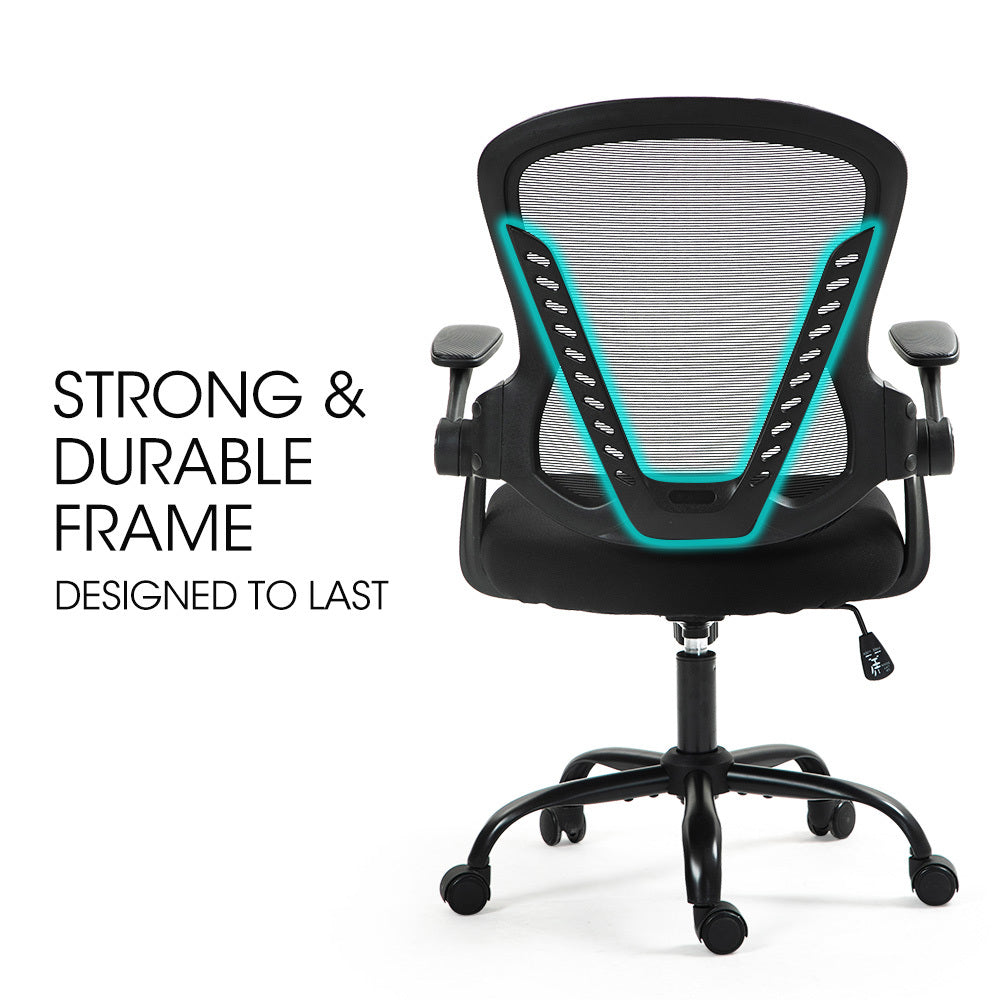 FORTIA Ergonomic Office Desk Chair Coolmesh Fabric Adjustable Recline Black Mesh/Black Frame