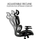Fortia Ergonomic Office Desk Chair Coolmesh Fabric Adjustable Lumbar Support Headrest Armrest and Recline Black Mesh/Black Frame - Top-Down View