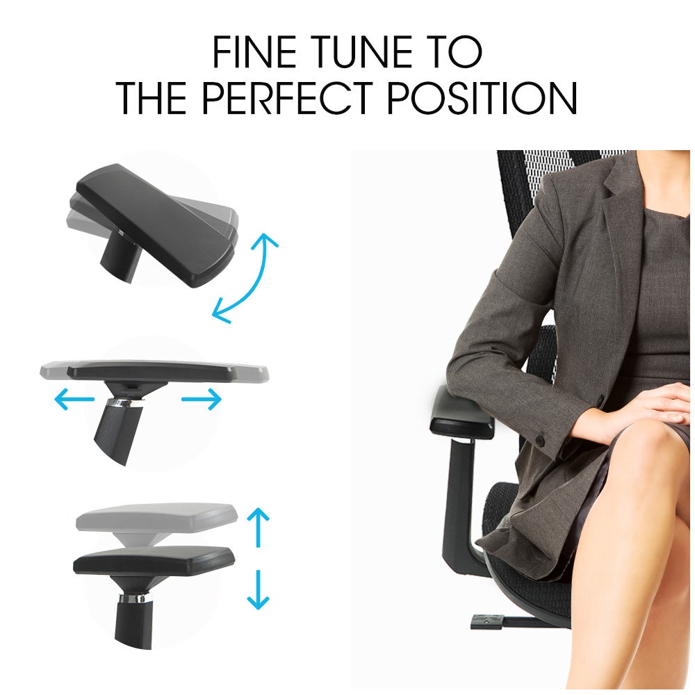 Fortia Ergonomic Office Desk Chair Coolmesh Fabric Adjustable Lumbar Support Headrest Armrest and Recline Black Mesh/Black Frame
