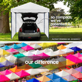 Red Track 3x3m Folding Gazebo Shade Outdoor Pop-Up Grey & White - Side View