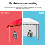 Red Track 3x3m Folding Gazebo Shade Outdoor Pop-Up Grey & White - 45-Degree Angle