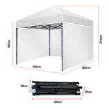 Red Track 3x3m Folding Gazebo Shade Outdoor Pop-Up Grey & White - Rear View