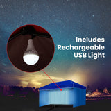 RED TRACK Accessory Pack for 6x3m Blue Gazebo, includes Walls, Wheeled Carry Bag, Rechargeable USB Lamp - Front View