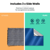 RED TRACK Accessory Pack for 6x3m Blue Gazebo, includes Walls, Wheeled Carry Bag, Rechargeable USB Lamp - Top-Down View