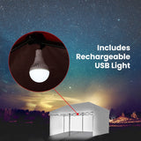 RED TRACK Accessory Pack for 6x3m White Gazebo, includes Walls, Wheeled Carry Bag, Rechargeable USB Lamp - Front View