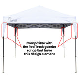 RED TRACK 3x Side Walls for 3x3m Gazebo, White - Top-Down View
