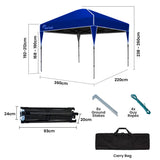 RED TRACK 3.6x2.2m Ultra Compact Folding Gazebo, Carry bag, Portable Outdoor Popup Marquee for Camping Beach, Navy Blue - Front View