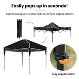 RED TRACK 3.6x2.2m Ultra Compact Folding Gazebo, Carry bag, Portable Outdoor Popup Marquee for Camping Beach, Black - Rear View