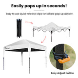 RED TRACK 3.6x2.2m Ultra Compact Folding Gazebo, Carry bag, Portable Outdoor Popup Marquee for Camping Beach, White - Rear View