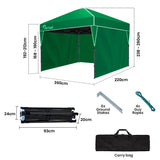 RED TRACK 3.6x2.2m Ultra Compact Folding Gazebo, Walls, Carry bag, Portable Outdoor Popup Marquee for Camping Beach, Green - Front View
