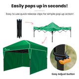 RED TRACK 3.6x2.2m Ultra Compact Folding Gazebo, Walls, Carry bag, Portable Outdoor Popup Marquee for Camping Beach, Green - Rear View