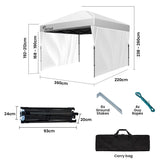 RED TRACK 3.6x2.2m Ultra Compact Folding Gazebo, Walls, Carry bag, Portable Outdoor Popup Marquee for Camping Beach, White - Front View