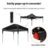 RED TRACK 3x3m Ultra Compact Folding Gazebo, Carry bag, Portable Outdoor Popup Marquee for Camping Beach, Black - Rear View