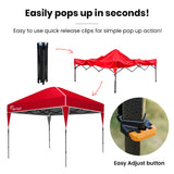 RED TRACK 3x3m Ultra Compact Folding Gazebo, Carry bag, Portable Outdoor Popup Marquee for Camping Beach, Red - Rear View