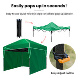 RED TRACK 3x3m Ultra Compact Folding Gazebo, Walls, Carry bag, Portable Outdoor Popup Marquee for Camping Beach, Green - 45-Degree Angle