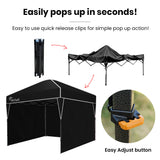 RED TRACK 3x3m Ultra Compact Folding Gazebo, Walls, Carry bag, Portable Outdoor Popup Marquee for Camping Beach, Black - Rear View