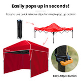 RED TRACK 3x3m Ultra Compact Folding Gazebo, Walls, Carry bag, Portable Outdoor Popup Marquee for Camping Beach, Red - Rear View