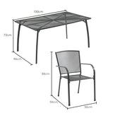 FORTIA 7pc Outdoor Dining Furniture Setting, Table and Chairs Set for outside with E-coating - Front View