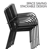 FORTIA 7pc Outdoor Dining Furniture Setting, Table and Chairs Set for outside with E-coating - Top-Down View