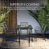 FORTIA 7pc Outdoor Dining Furniture Setting, Table and Chairs Set for outside with E-coating - Close-Up Angle