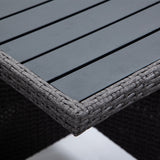 LONDON RATTAN Outdoor Dining Table 9 Piece Furniture Wicker Set, Grey - Close-Up Angle