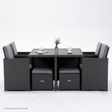 LONDON RATTAN Outdoor Dining Table 9 Piece Furniture Wicker Set, Grey - Extra Image