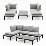 FORTIA 4 pc Outdoor Furniture Setting, 4 Seater Lounge, Chairs and Side Tables, for Outdoors Garden Patio - Low Angle