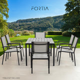 FORTIA 6pc Outdoor Dining Chair Set, for Outside - Close-Up Angle