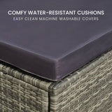 LONDON RATTAN 4 Piece 3 Seater Modular Outdoor Lounge Setting incl. Coffee Table, Ottoman, Grey - Top-Down View