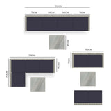 LONDON RATTAN 5 Piece 4 Seater Outdoor Modular Lounge Setting with Coffee Table, Grey - Rear View