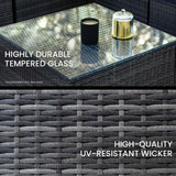 LONDON RATTAN 4 Seater Modular Outdoor Lounge Setting with Coffee Table, Ottoman, Grey - Side View