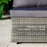 LONDON RATTAN 5 Seater Modular Outdoor Setting Lounge with Coffee Table, Grey - Close-Up Angle