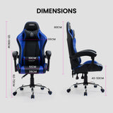 OVERDRIVE Conquest Series Reclining Gaming Ergonomic Office Chair with Lumbar and Neck Pillows, Black and Blue - Rear View