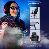 OVERDRIVE Conquest Series Reclining Gaming Ergonomic Office Chair with Lumbar and Neck Pillows, Black - Front View