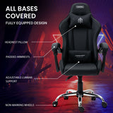 OVERDRIVE Conquest Series Reclining Gaming Ergonomic Office Chair with Lumbar and Neck Pillows, Black - Side View