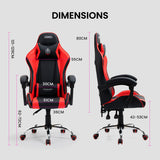 OVERDRIVE Conquest Series Reclining Gaming Ergonomic Office Chair with Lumbar and Neck Pillows, Black and Red - Rear View