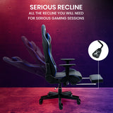 OVERDRIVE Apex Series Reclining Gaming Ergonomic Office Chair with Footrest, Black and Blue - Side View