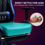 OVERDRIVE Apex Series Reclining Gaming Ergonomic Office Chair with Footrest, Black and Blue - Extra Image