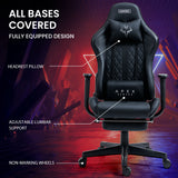 OVERDRIVE Apex Series Reclining Gaming Ergonomic Office Chair with Footrest, Black - Front View