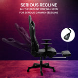 OVERDRIVE Apex Series Reclining Gaming Ergonomic Office Chair with Footrest, Black - Side View