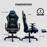 OVERDRIVE Apex Series Reclining Gaming Ergonomic Office Chair with Footrest, Black - Rear View