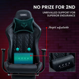 OVERDRIVE Apex Series Reclining Gaming Ergonomic Office Chair with Footrest, Black - Close-Up Angle