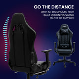 OVERDRIVE Apex Series Reclining Gaming Ergonomic Office Chair with Footrest, Black - Low Angle
