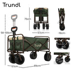 TRUNDL 106L Electric Folding Pull Cart, Powerful Easy Hill Climbing, All-terrain Wheels, Wagon for Beach Camping Shopping, Green