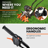 PLANTCRAFT 46CC Garden Cultivator Tiller Handheld 15 Inch Petrol 4-Stroke Titan 9 - Close-Up Angle
