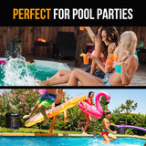 M&B Portable Splash Proof 80W Bluetooth Party Speaker, IPX4, TWS Pairing, Multi-Input, Lithium Battery, RGB, USB Charging - Top-Down View