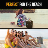 M&B Portable Splash Proof 80W Bluetooth Party Speaker, IPX4, TWS Pairing, Multi-Input, Lithium Battery, RGB, USB Charging - 45-Degree Angle